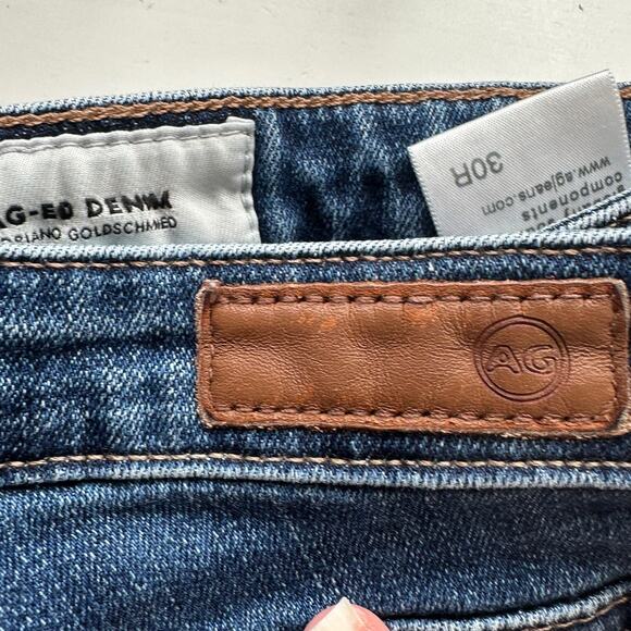 AG Medium Dark Wash Prima Cigarette Leg Whiskered Jeans 30R - Picture 10 of 13